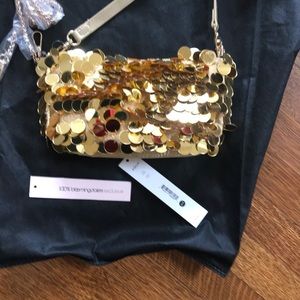 Aqua gold beaded handbag